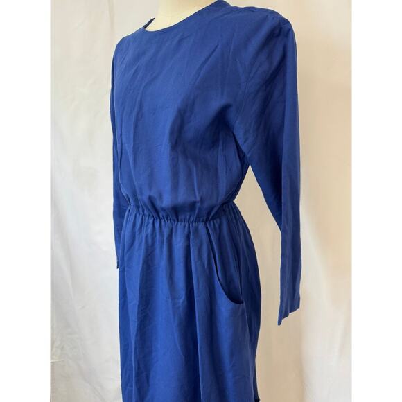 Vintage Royal Blue Midi Dress Made in the USA - Picture 3 of 10